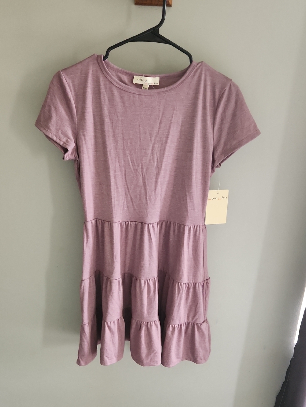 Women's Sz. Small BeBop Lavender Tiered Short Sleeve Dress